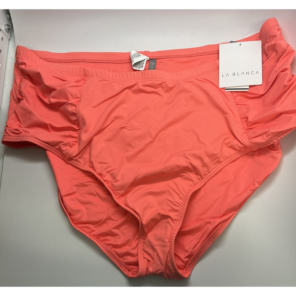 La Blanca Womens Bird  Paradise Coral High Waist Bikini Bottom 22W LB0IG98W NEW